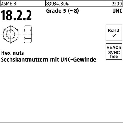 NOBRAND - Sechskantmuttern ART 83934 Grad 5 1/2 UNF S