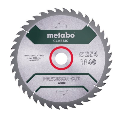 metabo® - Sägeblatt "precision cut wood - classic" ø254x2,4/1,6x30, Z40 WZ 20° /B