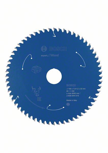 BOSCH Akku-Kreissägeblatt Expert for Wood, 190 x 1,5/1 x 30, 60 Zähne