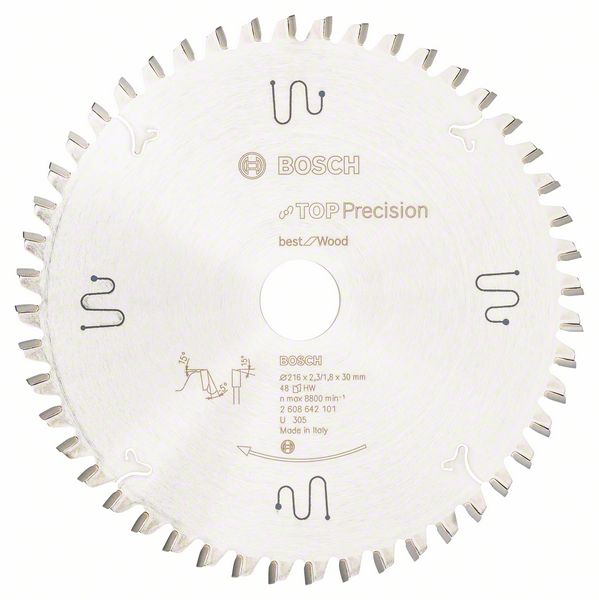 BOSCH Kreissägeblatt Top Precision Best for Wood, 216 x 30 x 2,3 mm, 48