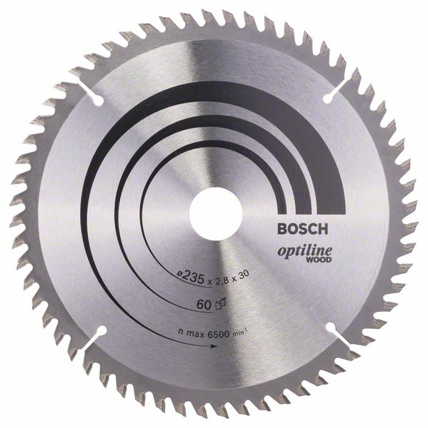 BOSCH Kreissägeblatt Optiline Wood für Handkreissägen, 235 x 30/25 x 2,8 mm, 60