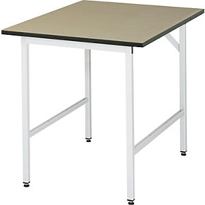 Arbeitstisch, höhenverstellbar, Gestell 30 x 30 mm, MDF-Platte, BxT 750 x 1000 mm, lichtgrau.