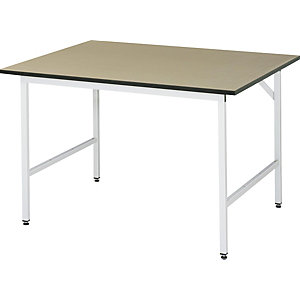 Arbeitstisch, höhenverstellbar, Gestell 30 x 30 mm, MDF-Platte, BxT 1250 x 1000 mm, lichtgrau.