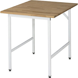 Arbeitstisch, höhenverstellbar, Gestell 30 x 30 mm, Buchenplatte massiv, BxT 750 x 1000 mm, lichtgrau.