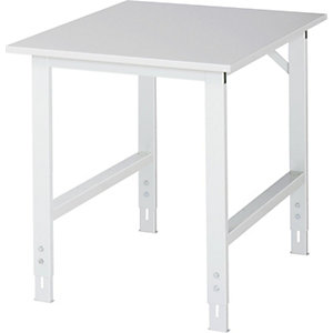 Arbeitstisch, höhenverstellbar, Gestell 60 x 30 mm, melaminharzbeschichte Platte, BxT 750 x 1000 mm, lichtgrau.