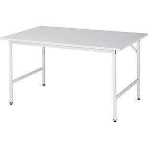Arbeitstisch, höhenverstellbar, Gestell 30 x 30 mm, melaminharzbeschichtete Platte, BxT 1500 x 1000 mm, lichtgrau.