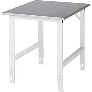 Arbeitstisch, höhenverstellbar, Gestell 60 x 30 mm, Stahlblechplatte, BxT 750 x 1000 mm, lichtgrau.