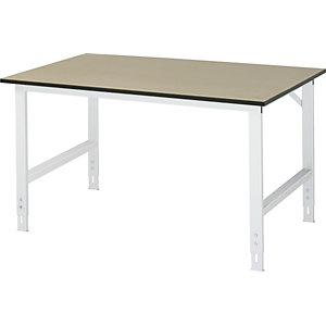 Arbeitstisch, höhenverstellbar, Gestell 60 x 30 mm, MDF-Platte, BxT 1500 x 1000 mm, lichtgrau.