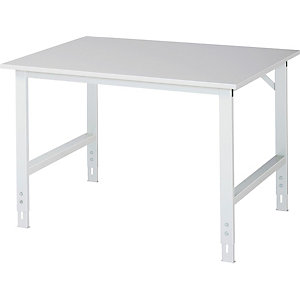 Arbeitstisch, höhenverstellbar, Gestell 60 x 30 mm, melaminharzbeschichte Platte, BxT 1250 x 1000 mm, lichtgrau.