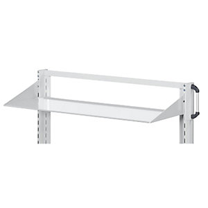 Ablageboden neigungsverstellbar, Einhängewinkel nach oben, Breite 1250 mm, Tiefe 250 mm, grau.