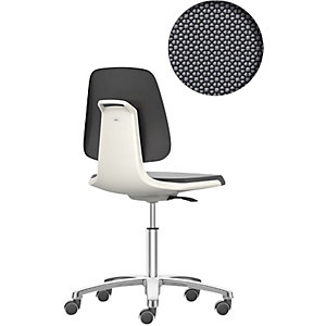 Arbeitsdrehstuhl LABSIT, Fünffuß mit Rollen, Sitz Supertec, weiß.