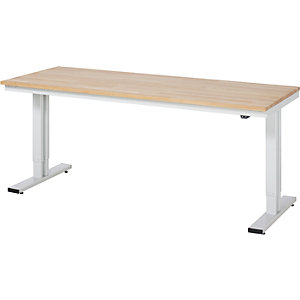 Arbeitstisch, elektrisch höhenverstellbar, Höhe 720 - 1120 mm, Buchenplatte massiv, BxT 2000 x 800 mm.