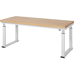 Arbeitstisch, elektrisch höhenverstellbar, Höhe 740 - 1140 mm, Buchenplatte massiv, BxT 2000 x 900 mm.