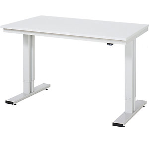 Arbeitstisch, elektrisch höhenverstellbar, Höhe 720 - 1120 mm, Spanplatte MF-beschichtet, BxT 1250 x 800 mm.