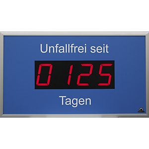 Außen-LED-Anzeige, Unfallfreie Tage, HxBxT 400 x 700 x 60 mm, weißaluminium.