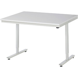 Arbeitstisch, elektrisch höhenverstellbar Serie Adlatus, Spanplatte MF-beschichtet, Höhe 720 - 1120 mm, BxT 1250 x 1000 mm.