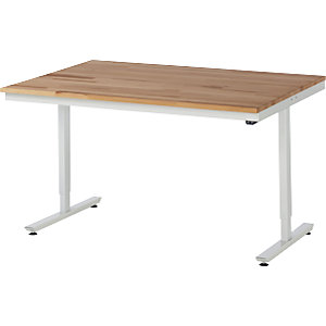 Arbeitstisch, elektrisch höhenverstellbar Serie Adlatus, Buchenplatte massiv, Höhe 720 - 1120 mm, BxT 1500 x 1000 mm.
