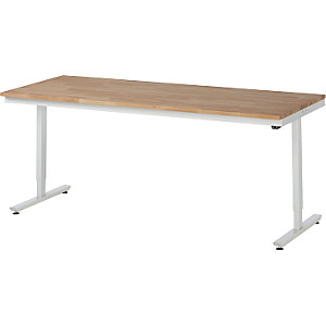 Arbeitstisch, elektrisch höhenverstellbar Serie Adlatus, Buchenplatte massiv, Höhe 720 - 1120 mm, BxT 2000 x 800 mm.