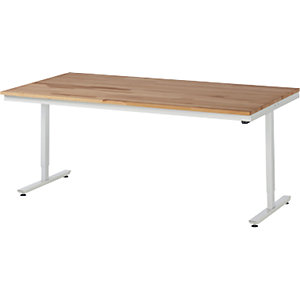 Arbeitstisch, elektrisch höhenverstellbar Serie Adlatus, Buchenplatte massiv, Höhe 720 - 1120 mm, BxT 2000 x 1000 mm.