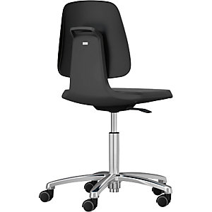 Arbeitsdrehstuhl LABSIT, Fünffuß mit Rollen, Sitz mit Kunstlederbezug, anthrazit.