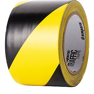 Bodenmarkierungsband, Breite 75 mm, gelb/schwarz.
