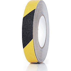 Bodenmarkierungsband, rutschfest, Breite 25 mm, gelb/schwarz.