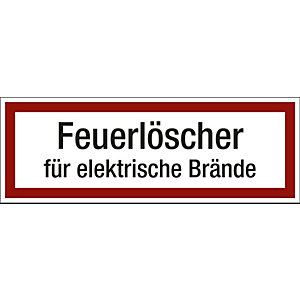 Brandschutzkennzeichen für die Feuerwehr, Feuerlöscher für elektrische Brände, VE 10 Stk, Folie, LxH 297 x 105 mm.