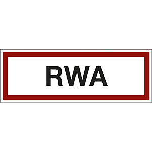 Brandschutzkennzeichen für die Feuerwehr, RWA, VE 10 Stk, Folie, LxH 297 x 105 mm.