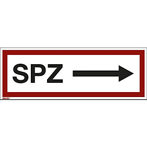 Brandschutzkennzeichen für die Feuerwehr, SPZ, Pfeil nach rechts, VE 10 Stk, Folie, langnachleuchtend, LxH 297 x 105 mm.