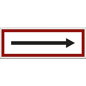Brandschutzkennzeichen für die Feuerwehr, Richtungspfeil nach rechts, VE 10 Stk, Kunststoff, LxH 297 x 105 mm.
