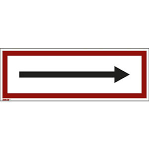 Brandschutzkennzeichen für die Feuerwehr, Richtungspfeil nach rechts, VE 10 Stk, Kunststoff, langnachleuchtend, LxH 297 x 105 mm.
