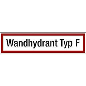 Brandschutzkennzeichen für die Feuerwehr, Wandhydrant Typ F, VE 10 Stk, Kunststoff, langnachleuchtend, LxH 200 x 50 mm.
