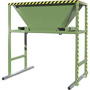 Befülltrichter, LxBxH 1700 x 1980 x 2050 mm, mit mobilem Ständer, resedagrün.