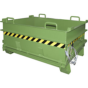 Baustoffcontainer BC, mit Steinklammer-Entriegelung, BxH 1305 x 700 mm, resedagrün.