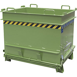 Baustoffcontainer BC, mit Steinklammer-Entriegelung, BxH 1310 x 1160 mm, resedagrün.