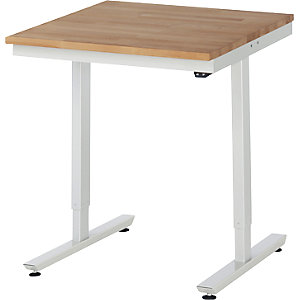 Arbeitstisch, elektrisch höhenverstellbar Serie Adlatus, Buchenplatte massiv, Höhe 720 - 1120 mm, BxT 750 x 800 mm.
