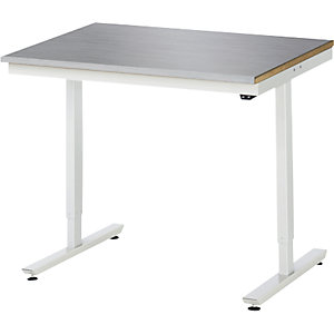 Arbeitstisch, elektrisch höhenverstellbar Serie Adlatus, Edelstahlplatte, Höhe 720 - 1120 mm, BxT 1000 x 800 mm.