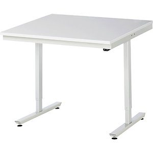 Arbeitstisch, elektrisch höhenverstellbar Serie Adlatus, Spanplatte MF-beschichtet, Höhe 720 - 1120 mm, BxT 1000 x 1000 mm.