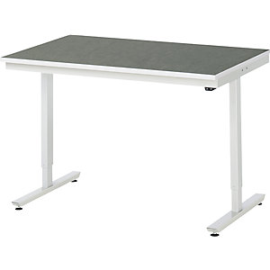 Arbeitstisch, elektrisch höhenverstellbar Serie Adlatus, Linoleumbelag, Höhe 720 - 1120 mm, BxT 1250 x 800 mm.