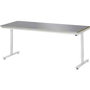 Arbeitstisch, elektrisch höhenverstellbar Serie Adlatus, Edelstahlplatte, Höhe 720 - 1120 mm, BxT 2000 x 800 mm.
