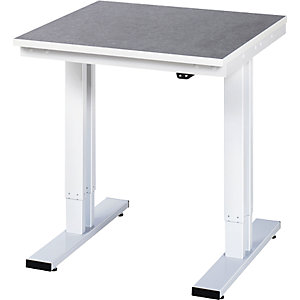 Arbeitstisch, elektrisch höhenverstellbar, Höhe 720 - 1120 mm, Linoleumbelag, BxT 750 x 800 mm.