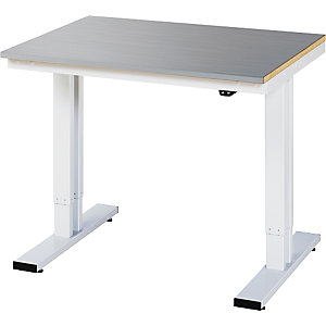 Arbeitstisch, elektrisch höhenverstellbar, Höhe 720 - 1120 mm, Edelstahlplatte, BxT 1000 x 800 mm.