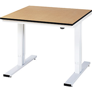 Arbeitstisch, elektrisch höhenverstellbar, Höhe 720 - 1120 mm, MDF-Platte, BxT 1000 x 1000 mm.