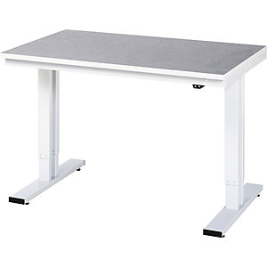 Arbeitstisch, elektrisch höhenverstellbar, Höhe 720 - 1120 mm, Linoleumbelag, BxT 1250 x 800 mm.