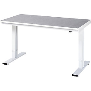Arbeitstisch, elektrisch höhenverstellbar, Höhe 720 - 1120 mm, Linoleumbelag, BxT 1500 x 800 mm.