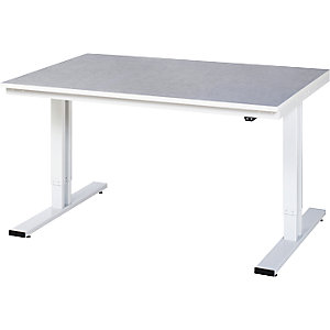 Arbeitstisch, elektrisch höhenverstellbar, Höhe 720 - 1120 mm, Linoleumbelag, BxT 1500 x 1000 mm.