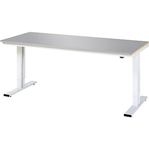 Arbeitstisch, elektrisch höhenverstellbar, Höhe 720 - 1120 mm, Edelstahlplatte, BxT 2000 x 800 mm.