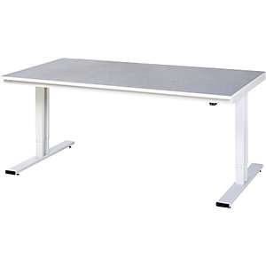Arbeitstisch, elektrisch höhenverstellbar, Höhe 720 - 1120 mm, Linoleumbelag, BxT 2000 x 1000 mm.