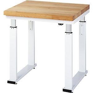 Arbeitstisch, elektrisch höhenverstellbar, Höhe 740 - 1140 mm, Buchenplatte massiv, BxT 750 x 700 mm.