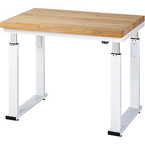 Arbeitstisch, elektrisch höhenverstellbar, Höhe 740 - 1140 mm, Buchenplatte massiv, BxT 1000 x 700 mm.